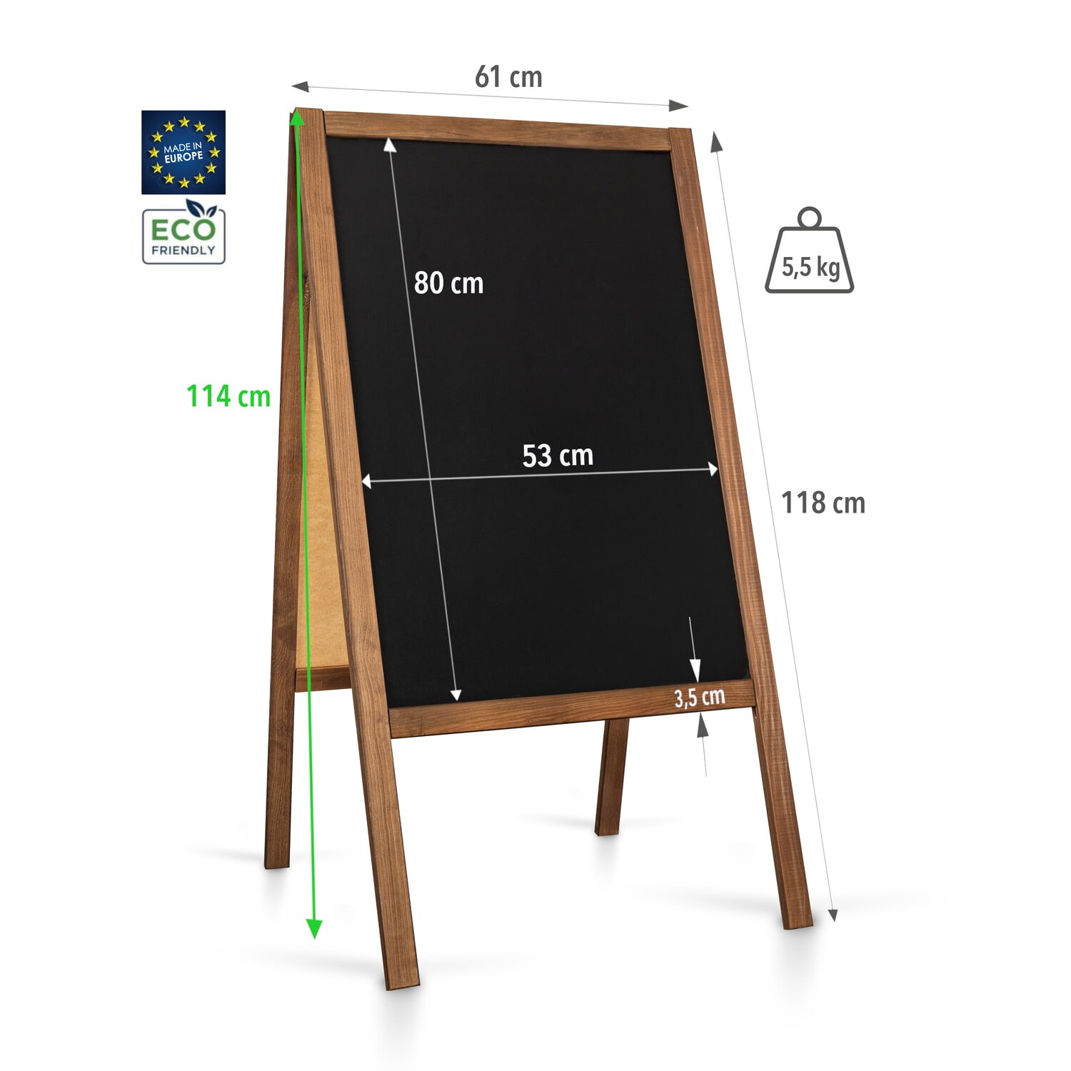 Potykacz drewniany Classic L (61x118 cm) - brązowy
