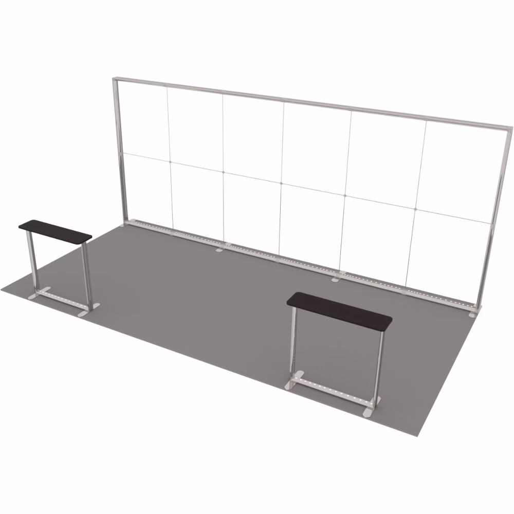 Stoisko targowe z systemu LUNIX™ 18 m² (6x3) półwysep