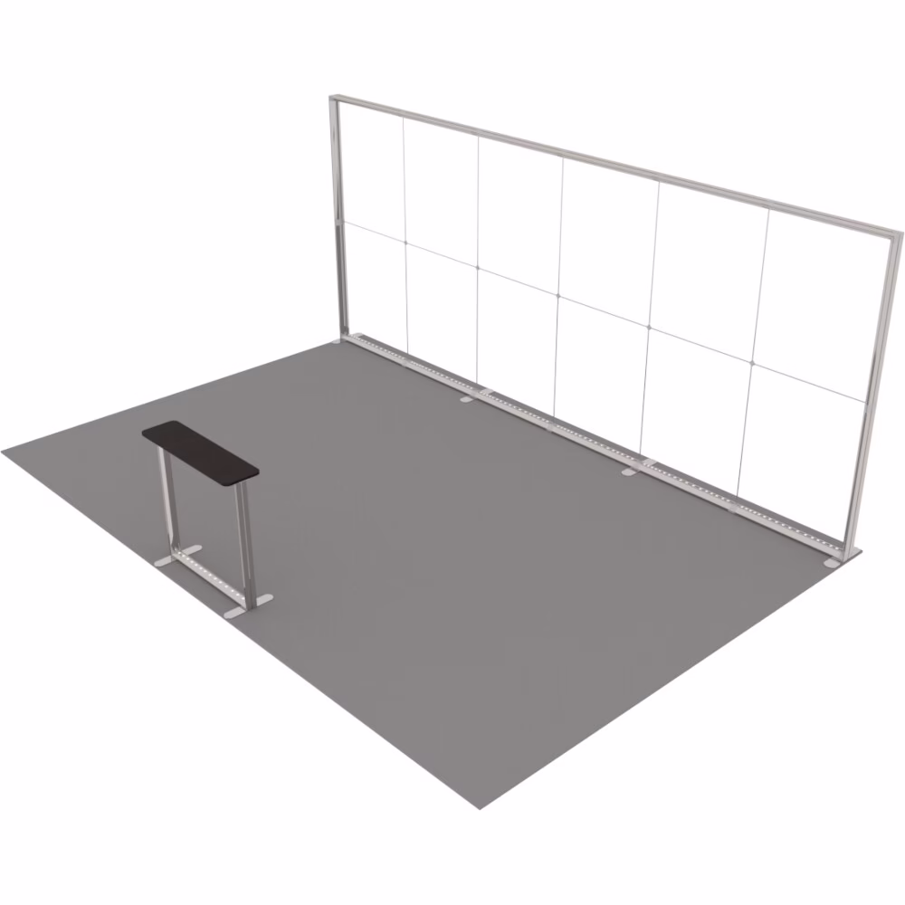 Stoisko targowe z systemu LUNIX™ 24 m² (6x4) półwysep - 1 trybunka