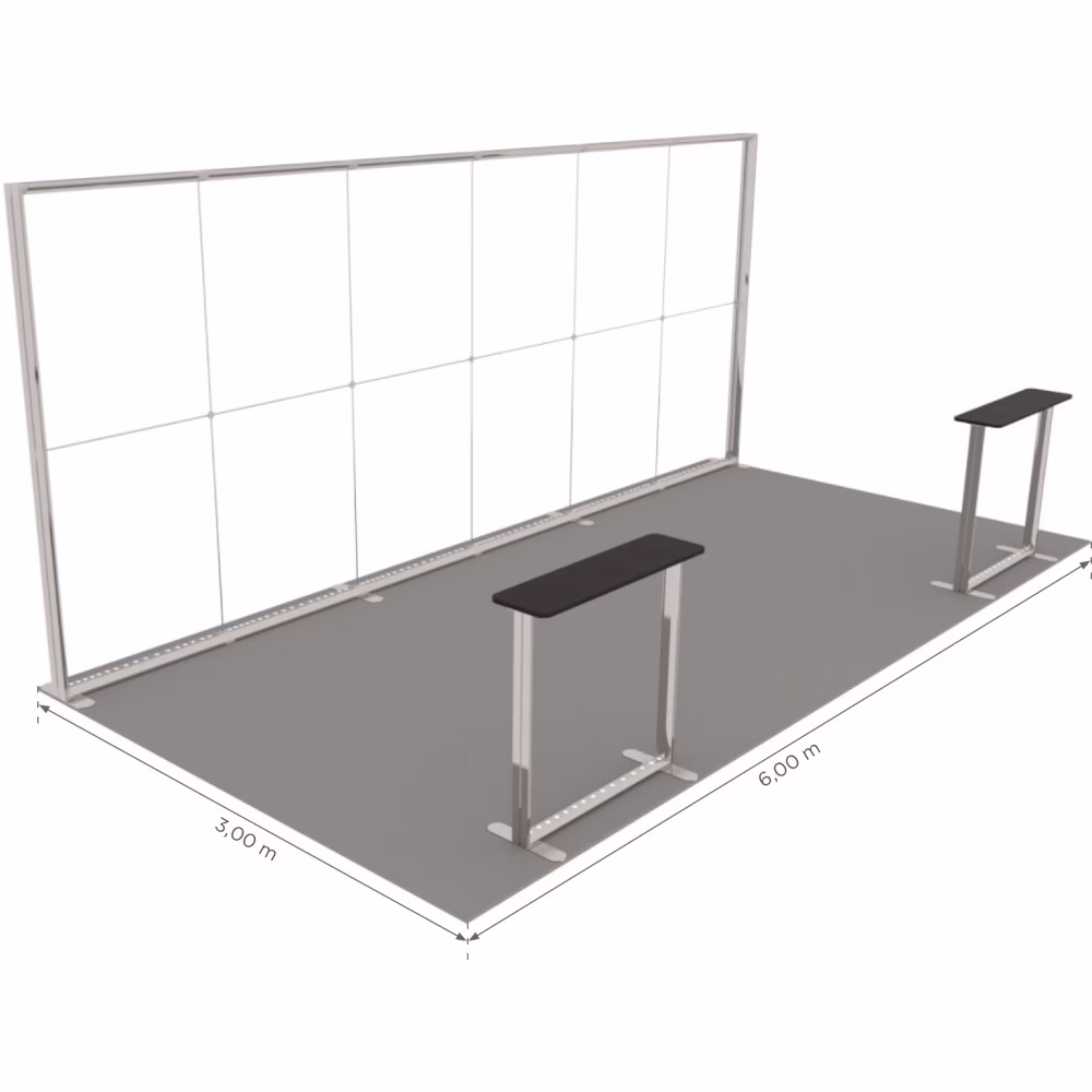 Stoisko targowe z systemu LUNIX™ 18 m² (6x3) półwysep