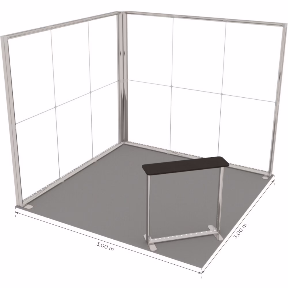 Stoisko targowe z systemu LUNIX™ 9 m² (3x3) narożne