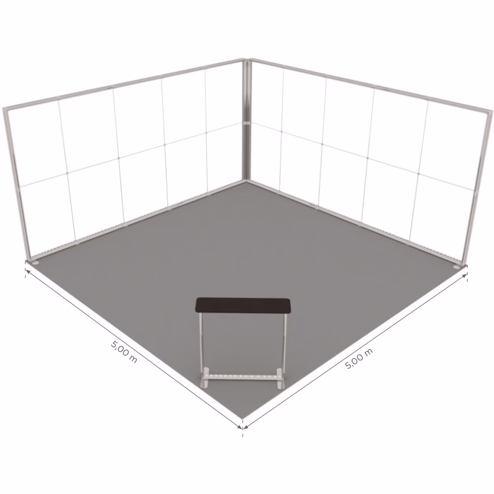 Stoisko targowe z systemu LUNIX™ 25 m² (5x5) narożne