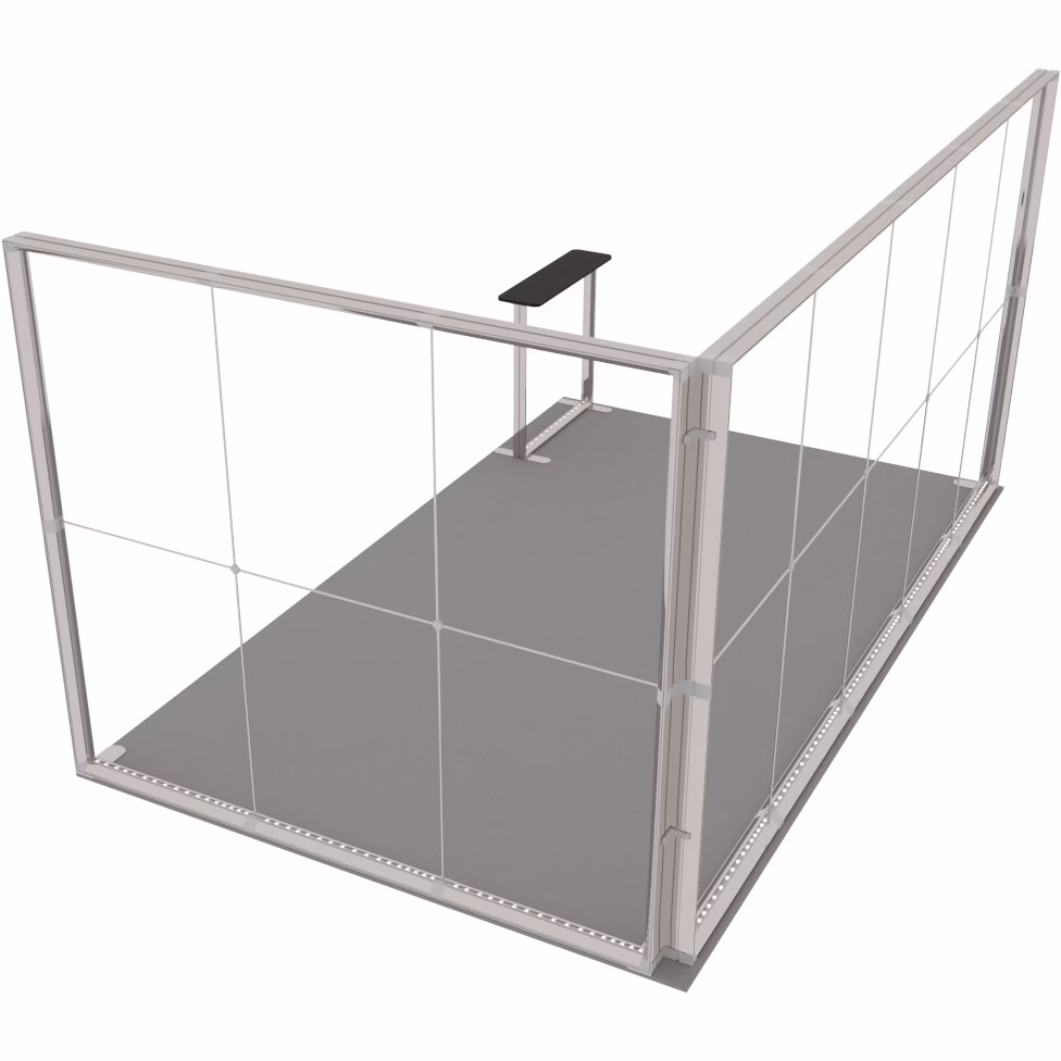 Stoisko targowe z systemu LUNIX™ 15 m² (5x3) narożne