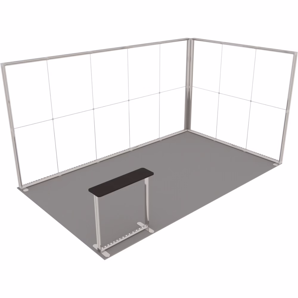 Stoisko targowe z systemu LUNIX™ 15 m² (5x3) narożne