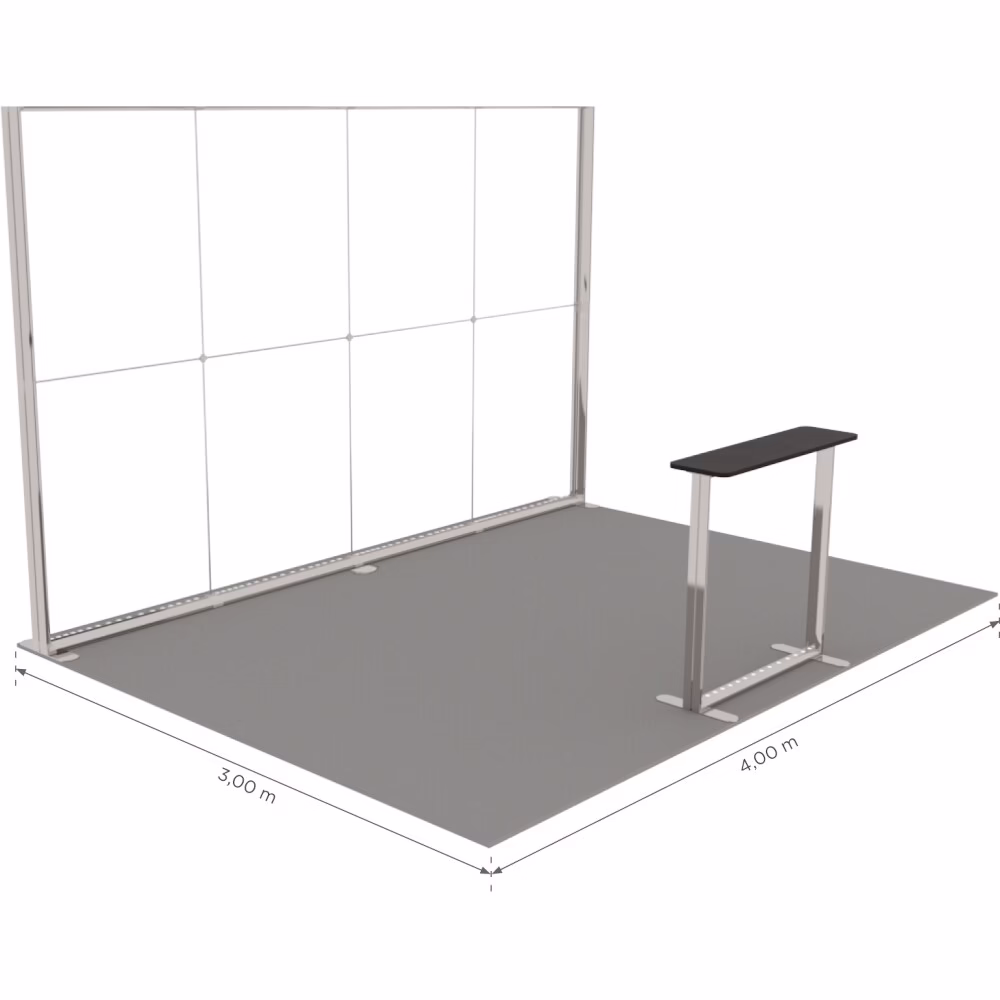 Stoisko targowe z systemu LUNIX™ 12 m² (4x3) półwysep
