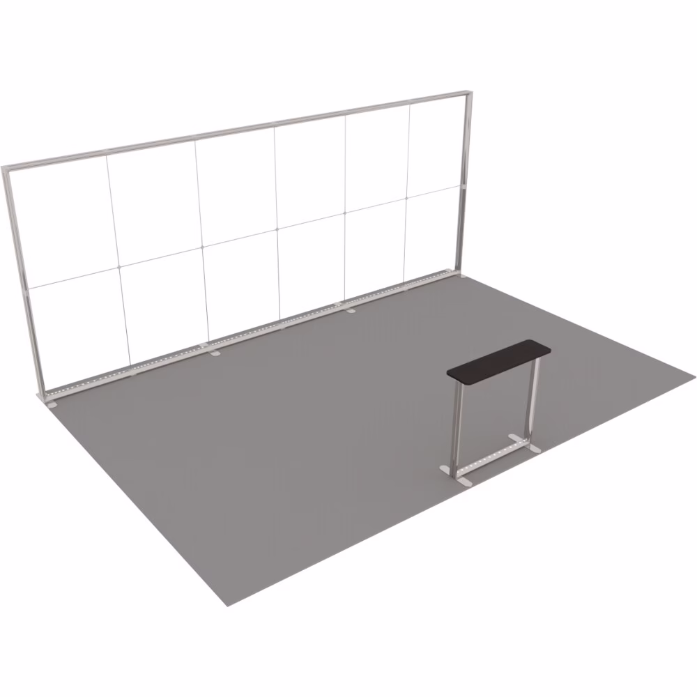 Stoisko targowe z systemu LUNIX™ 24 m² (6x4) półwysep - 1 trybunka