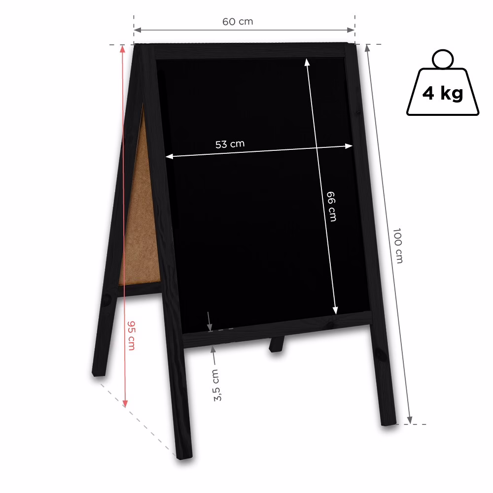 Potykacz drewniany Classic M (60x100 cm) - czarny