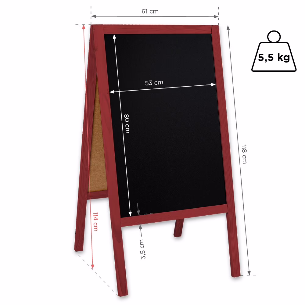 Potykacz drewniany Classic L (61x118 cm) - czerwony
