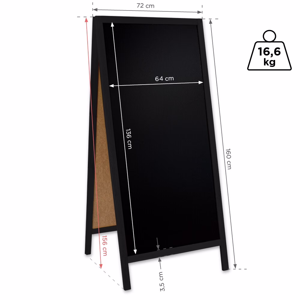 Potykacz drewniany Classic XL (72x160 cm) - czarny