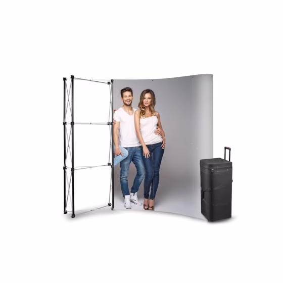 POP UP Łukowa 3x3 w walizce – ścianka reklamowa pop-up