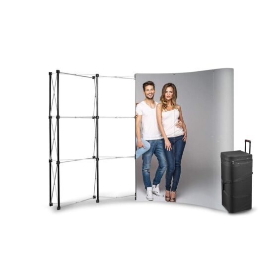 POP UP Łukowa 3x4 w walizce – łukowa ścianka reklamowa pop-up
