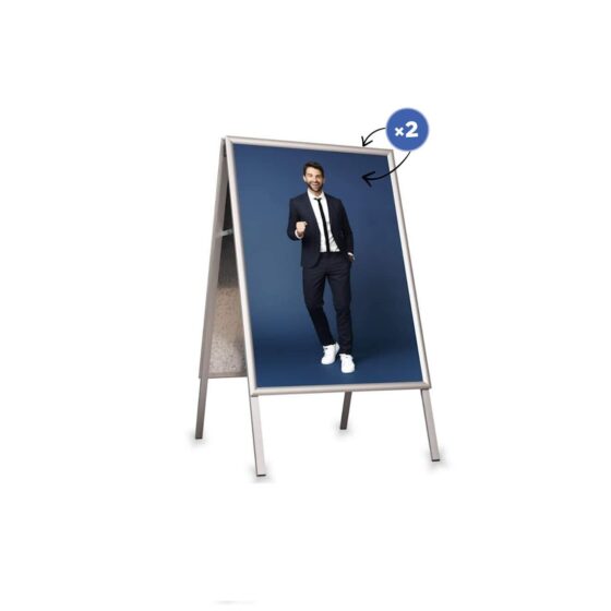 Srebrny potykacz Aurora A2 z ramką OWZ do prezentacji plakatu