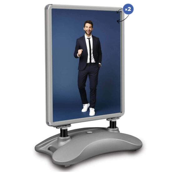 Potykacz Hampton A0 srebrny do reklamy zewnętrznej