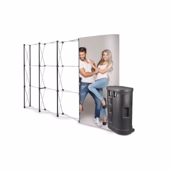 Ścianka POP UP Prosta 3x4 z amboną i grafiką reklamową