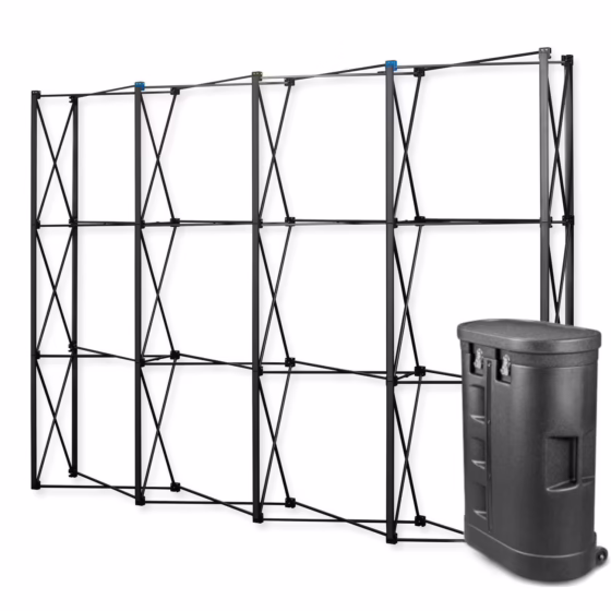Black Pro Magnetic Pop Up 3x4 – czarny stelaż pop-up z amboną na kółkach