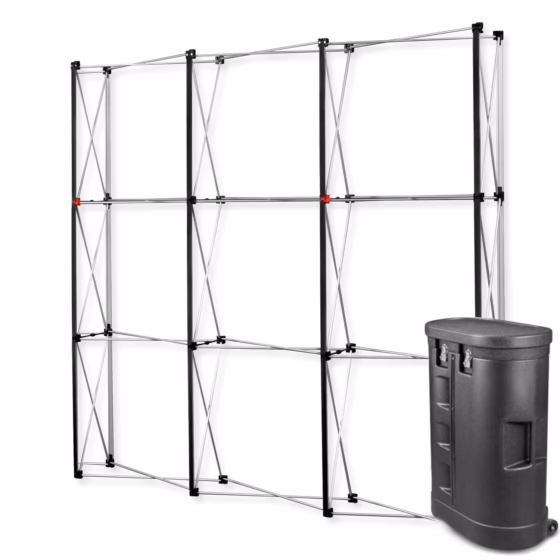 Premium Magnetic Pop Up 3x3 – stelaż ścianki reklamowej i ambona na kółkach