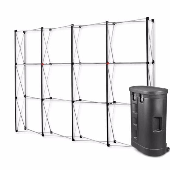 Ścianka pop up 3x4 Premium Magnetic Pop Up z amboną na kółkach