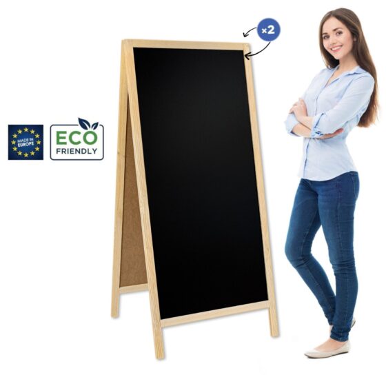 Potykacz drewniany Classic XL z dwustronną tablicą kredową do wnętrz