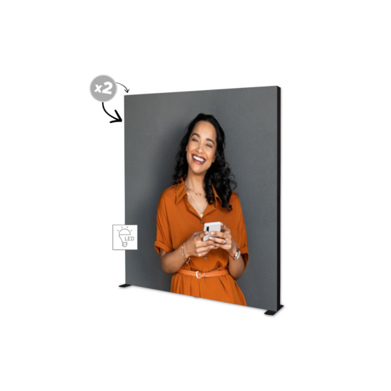 LUNIX™ BLACK 200x250 cm – czarna podświetlana ścianka LED z grafiką kobiety