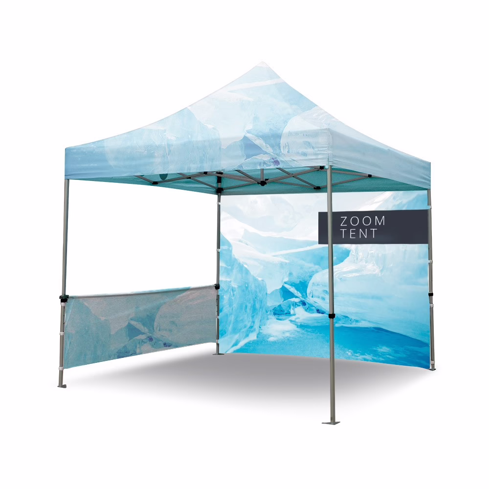 Namiot Zoom Tent 3x6 m z przykładowym nadrukiem ściany i dachu