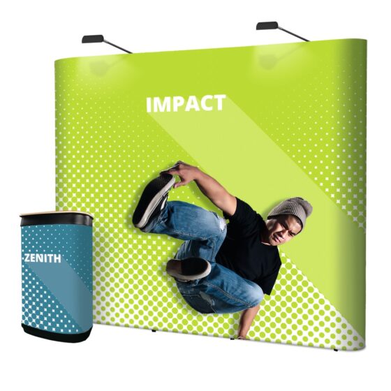 Ścianka pop-up Impact Prosta z kufrem Zenith i lampami LED